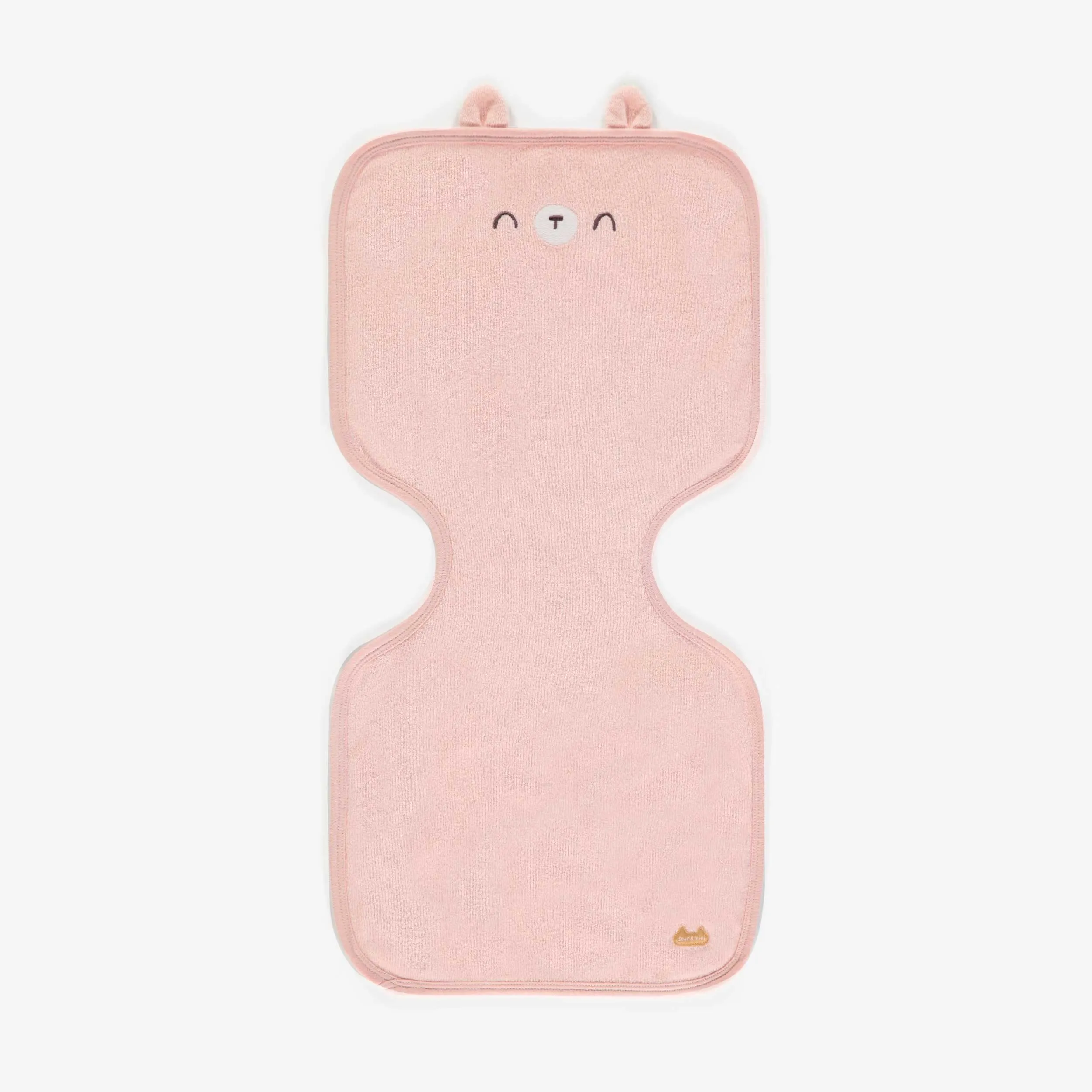 Bavoir protège-épaules rose en ratine, naissance || Pink terry burp cloth, newborn
