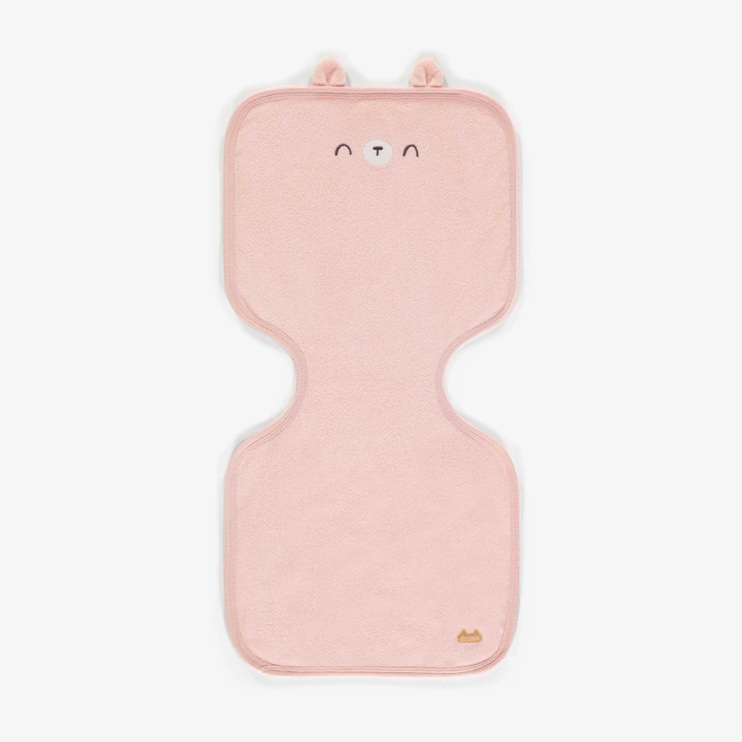 Bavoir protège-épaules rose mignon ourson, naissance || Pink burp cloth, newborn