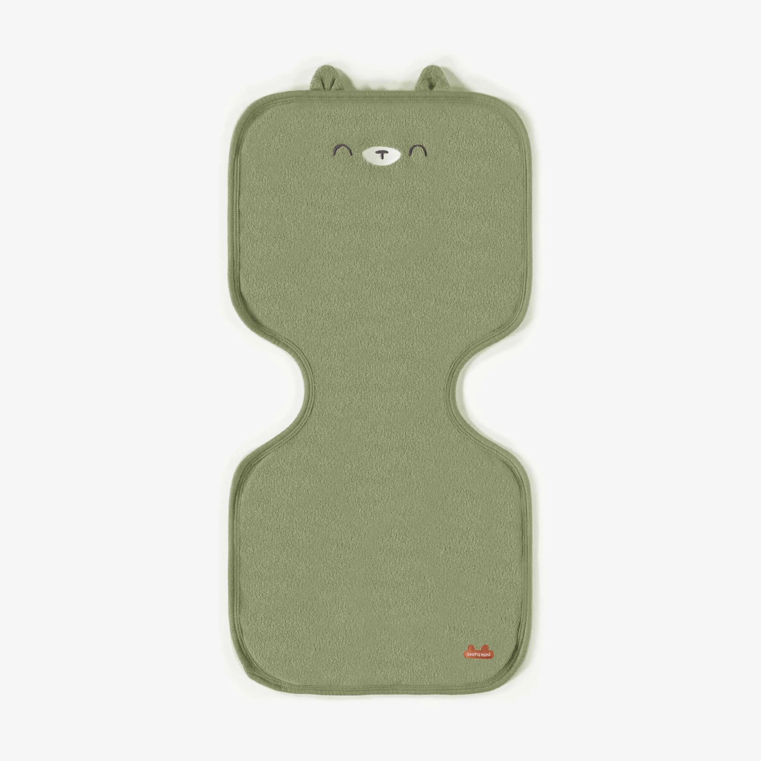 Bavoir protège-épaules vert en ratine, naissance || Green terry burp cloth, newborn
