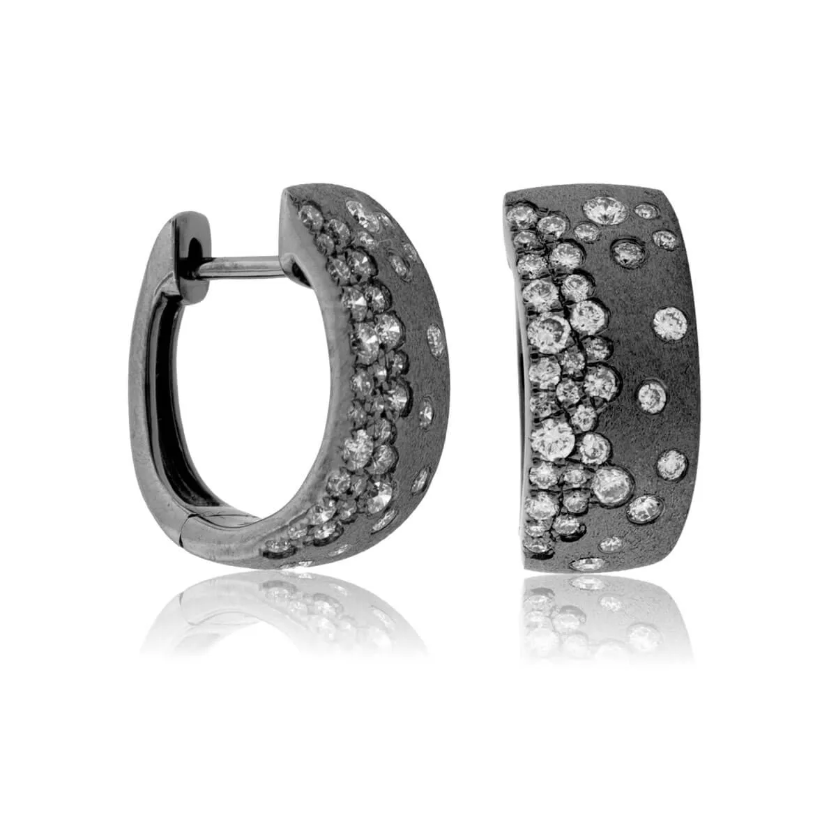 Black Gold Satin Finish Flush Set Diamond Earrings