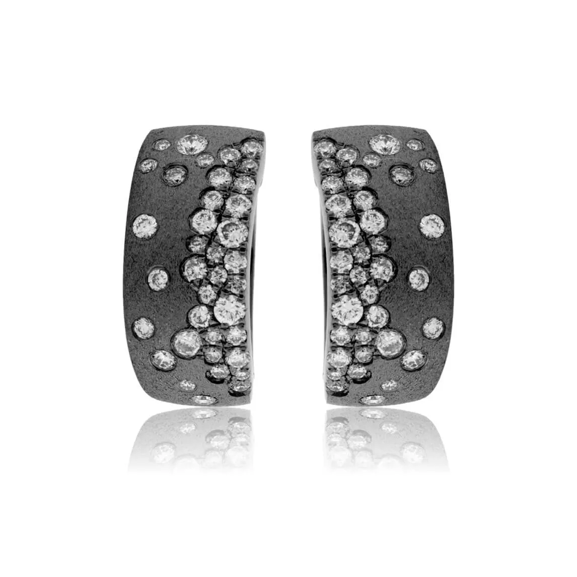 Black Gold Satin Finish Flush Set Diamond Earrings