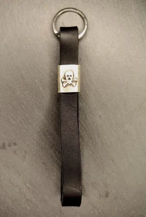 Black Leather Skull Keychain