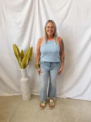 Blue Orange Striped Tank Top