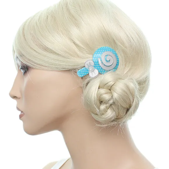 Blue Swirl Polka Dot Comic Hair Clip Bow
