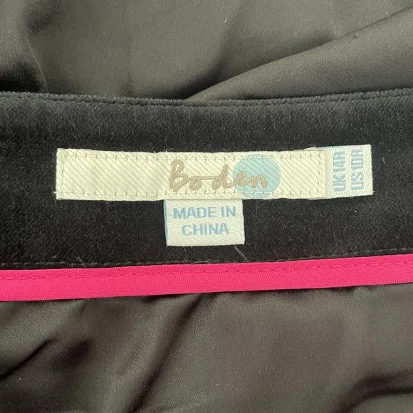Boden, Black Velvet, Godet Hemline Skirt, Sz. 10R