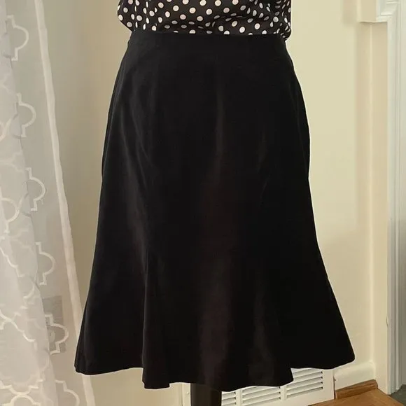Boden, Black Velvet, Godet Hemline Skirt, Sz. 10R