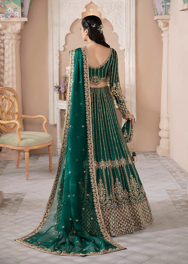 Bottle Green Bridal Lehenga Choli and Dupatta Dress