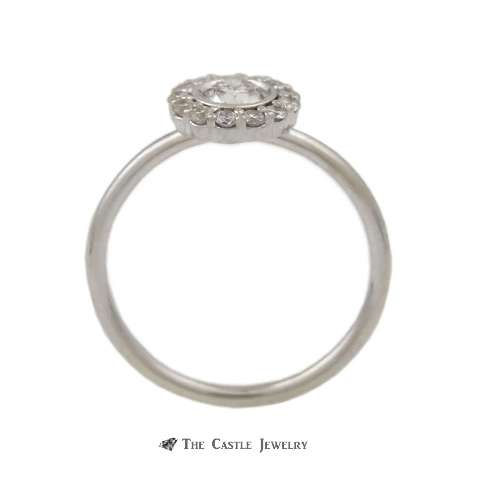 Bridal Set Round Bezel Set Diamond Center Round Diamond Halo 14K White Gold