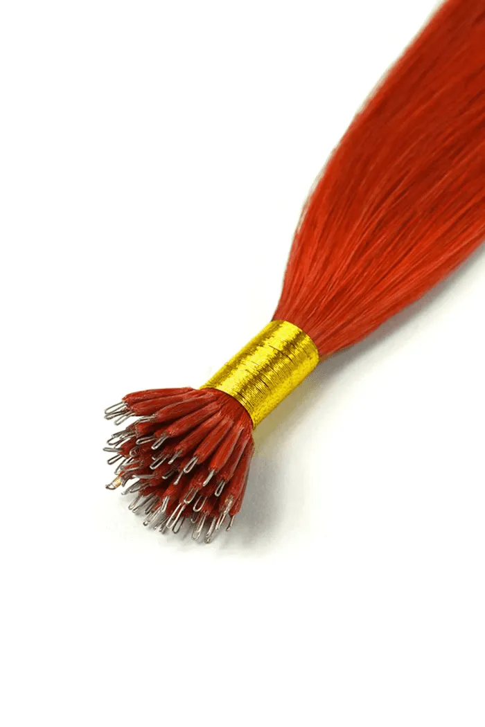 Bright Red Nano Ring Hair Extensions