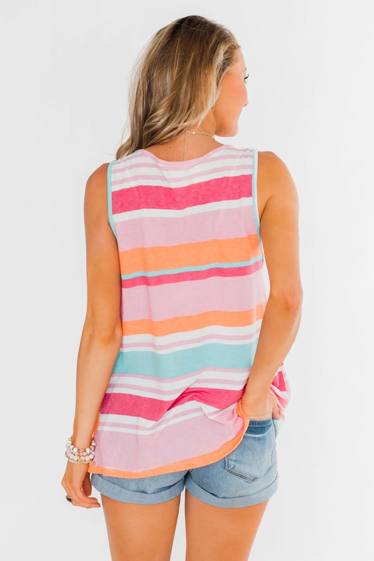 Brighter Days Striped Pocket Tank Top- Multi