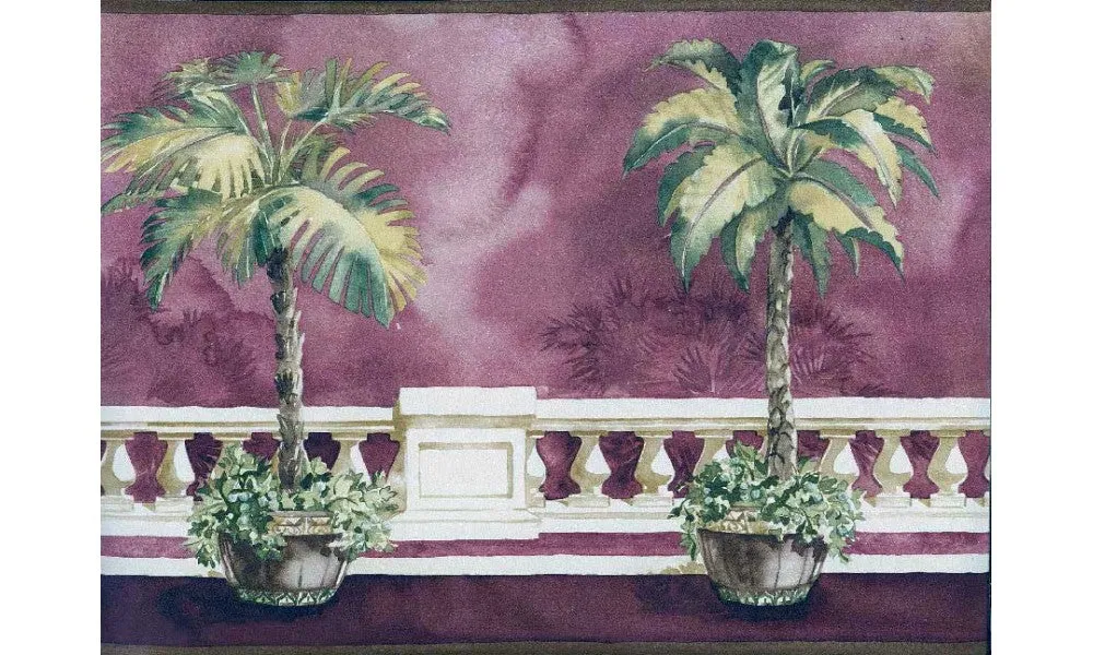 Brown Background Palm Tree on Balcony BB75967 Wallpaper Border