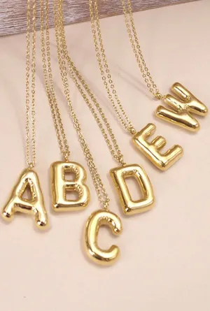 Bubble Initial Necklace - Plain Gold