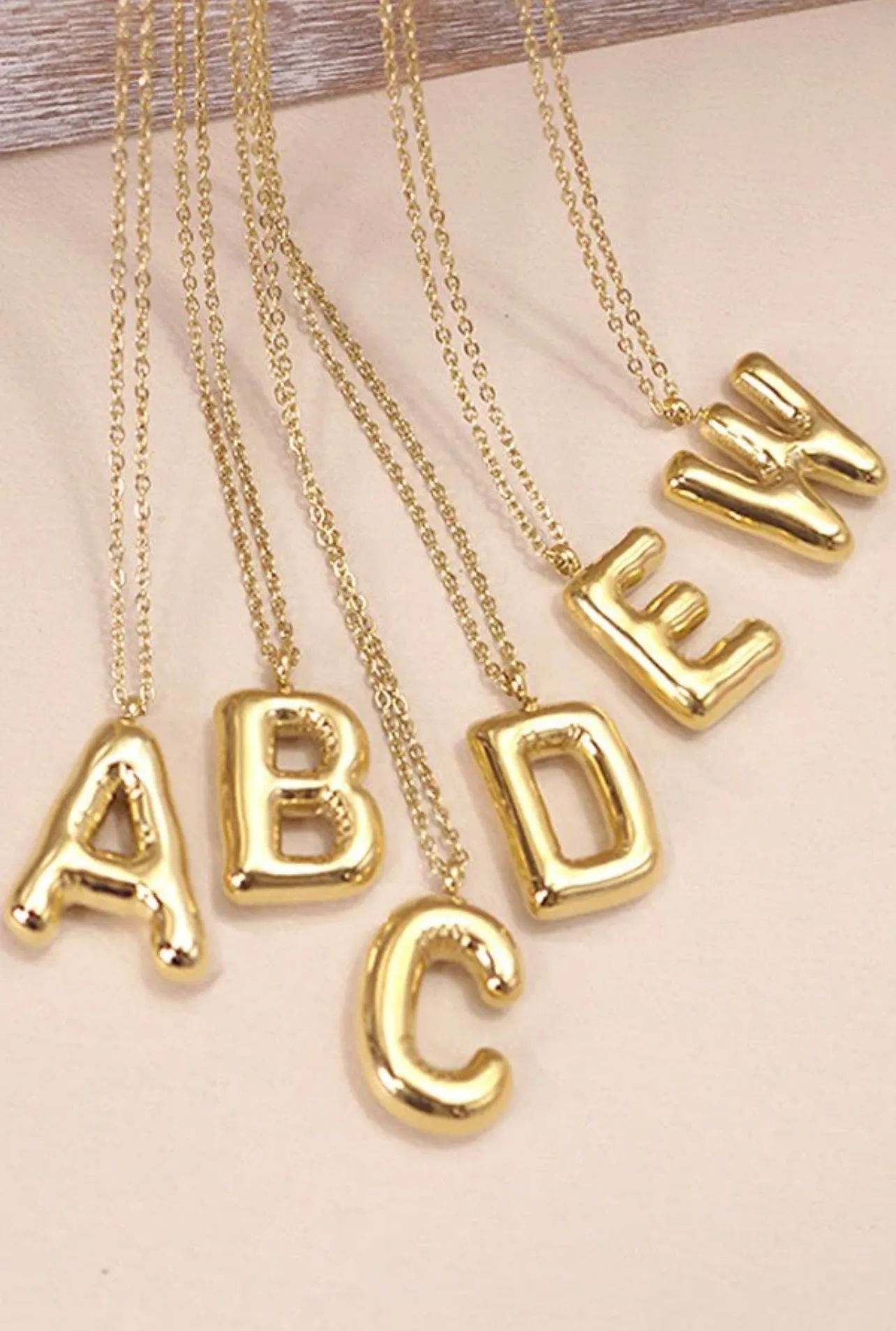 Bubble Initial Necklace - Plain Gold