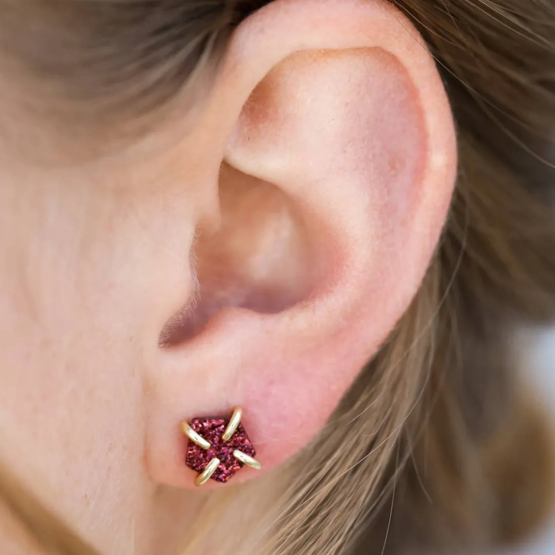 Burgundy Druzy Prong Earrings