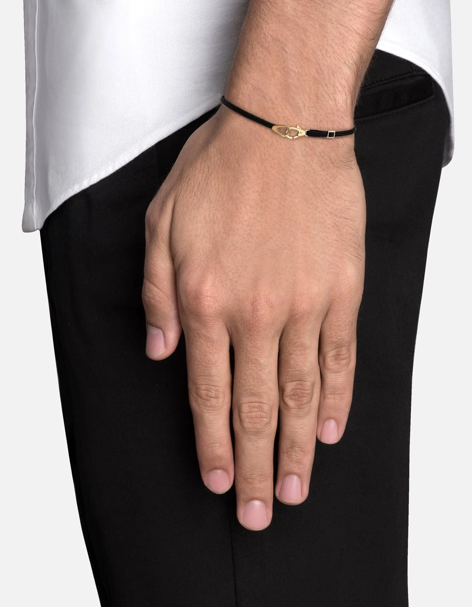 Caden Pull Bracelet, Gold Vermeil/Black