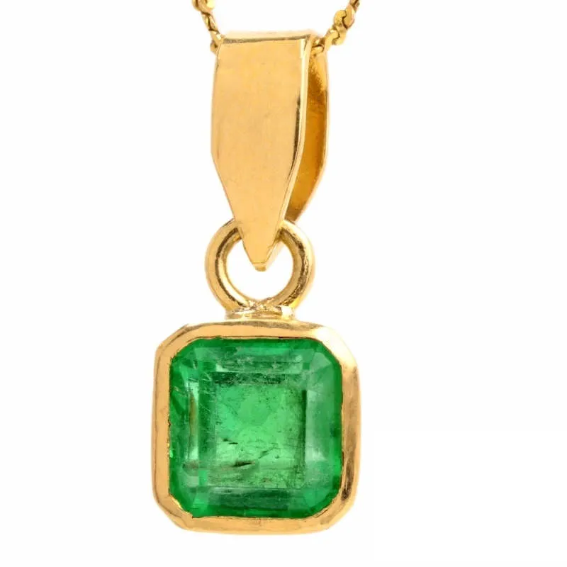 Carat and a Half Emerald Pendant in 18K Yellow Gold