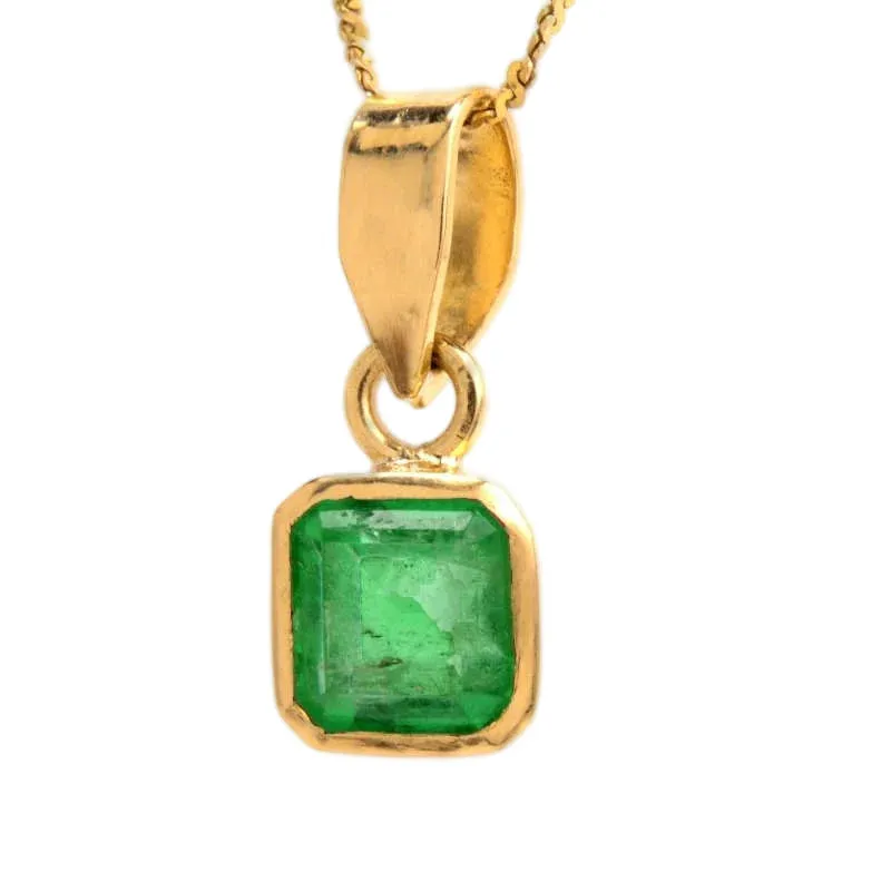 Carat and a Half Emerald Pendant in 18K Yellow Gold