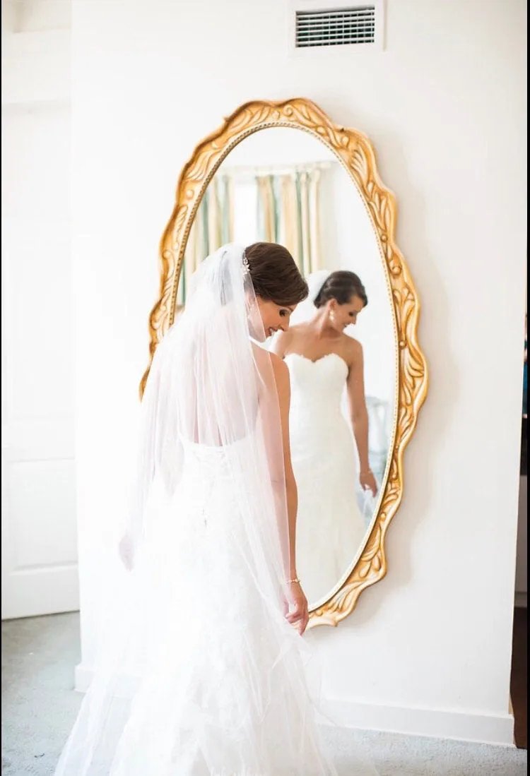 Chapel Length Wedding Veil, Simple Raw Edge Bridal Veil in White, Off White, Light Ivory