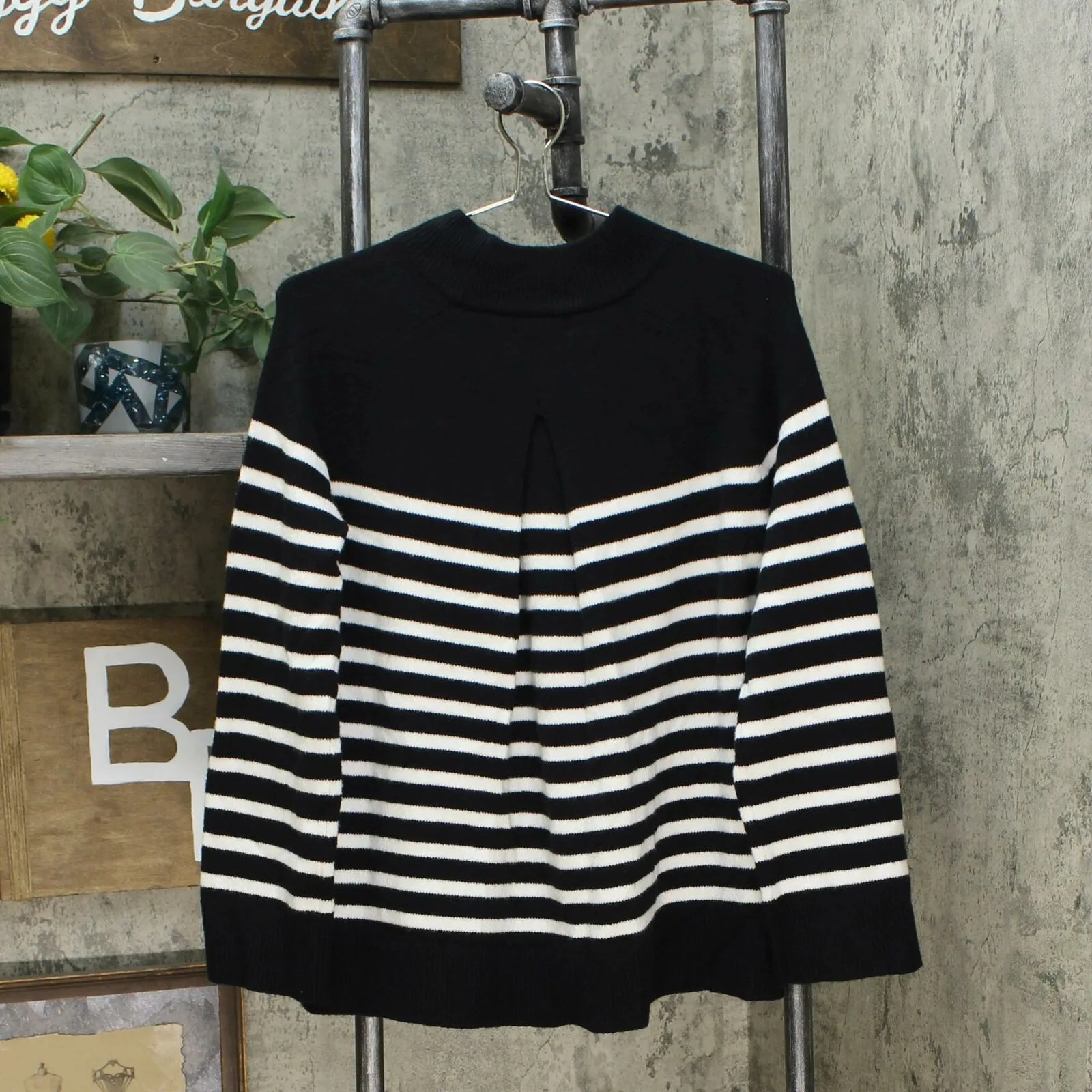 Charter Club Women's Petite Pleat Back Striped Mock Neck Sweater
