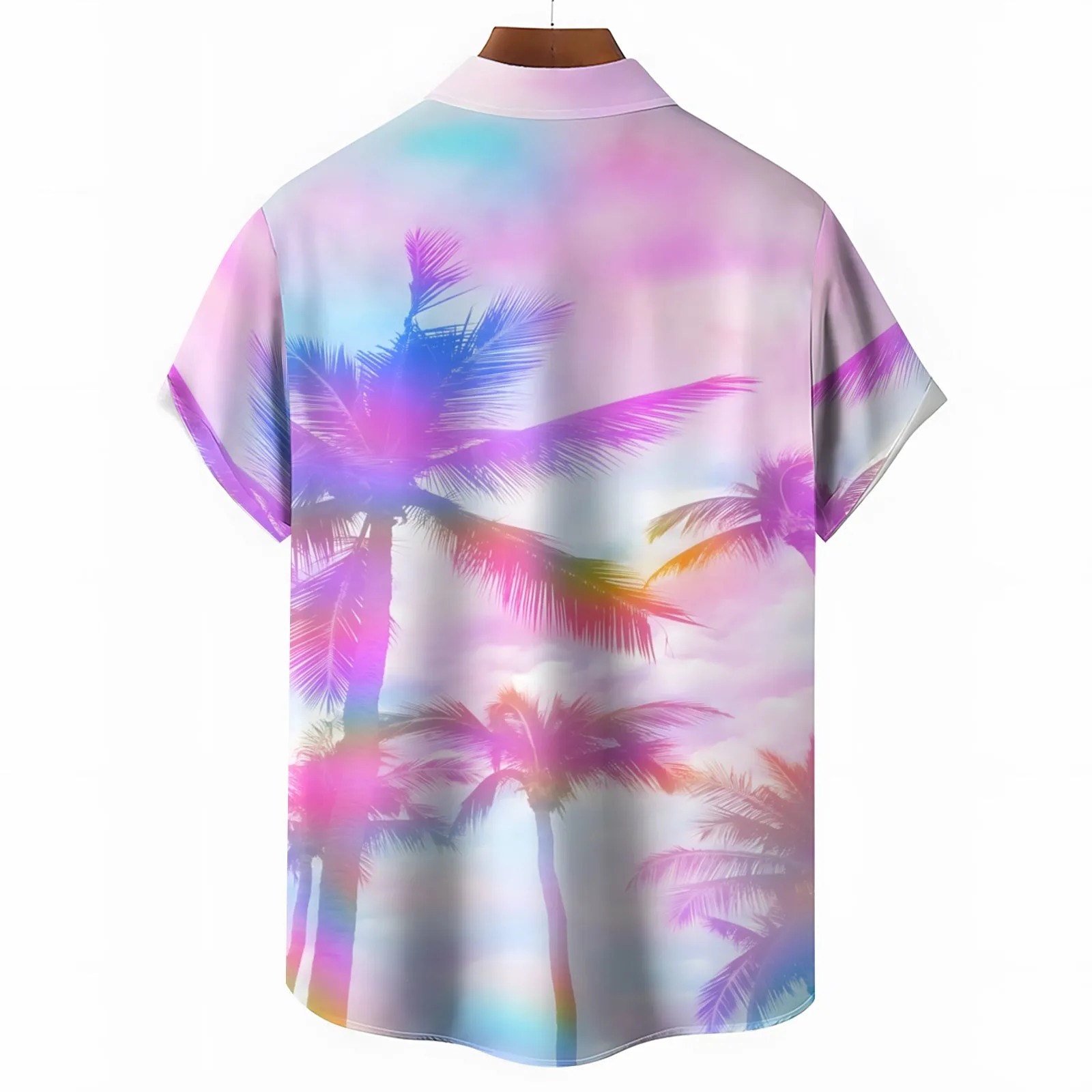 Colorful Coconut Trees Hawaiian Casual Short Sleeve Shirt 2404000409