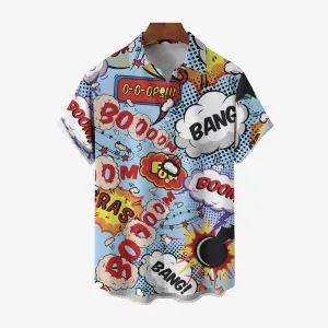Comics Casual Fashion Chest Pocket Short Sleeve Shirt 2307101609