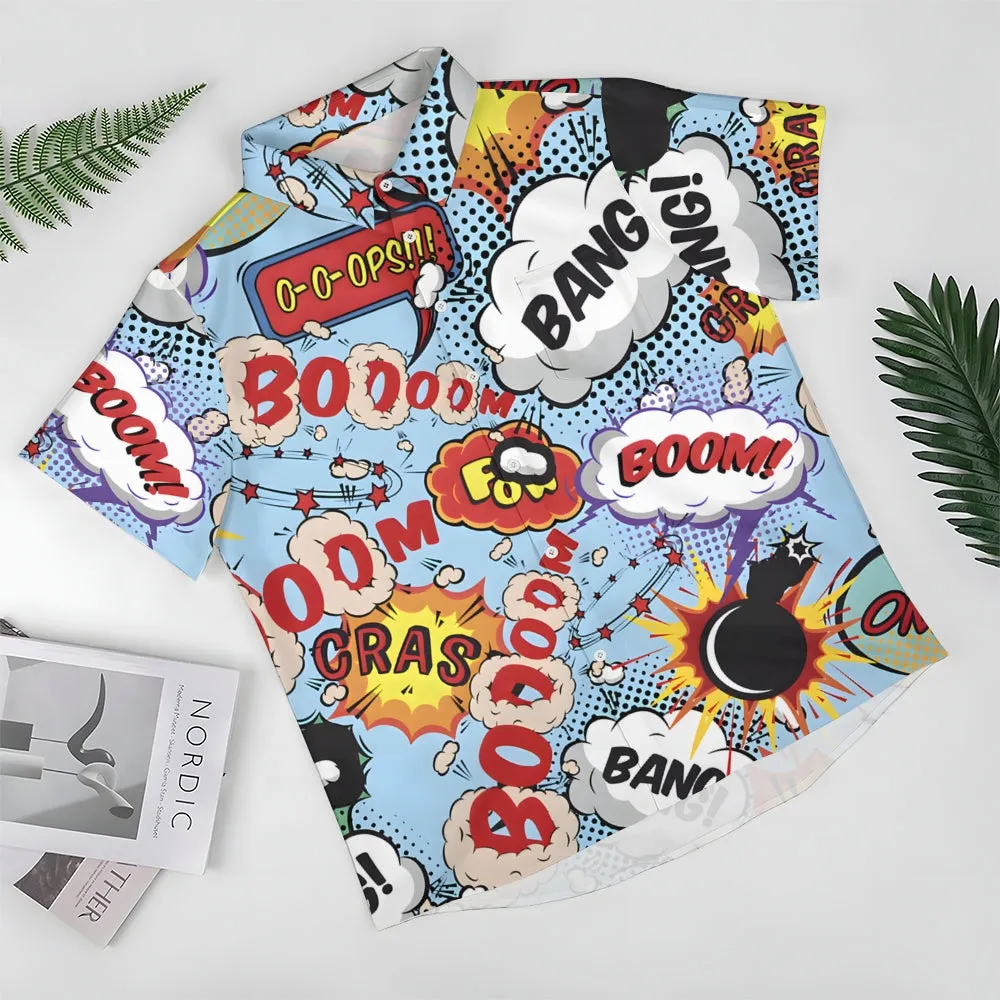 Comics Casual Fashion Chest Pocket Short Sleeve Shirt 2307101609