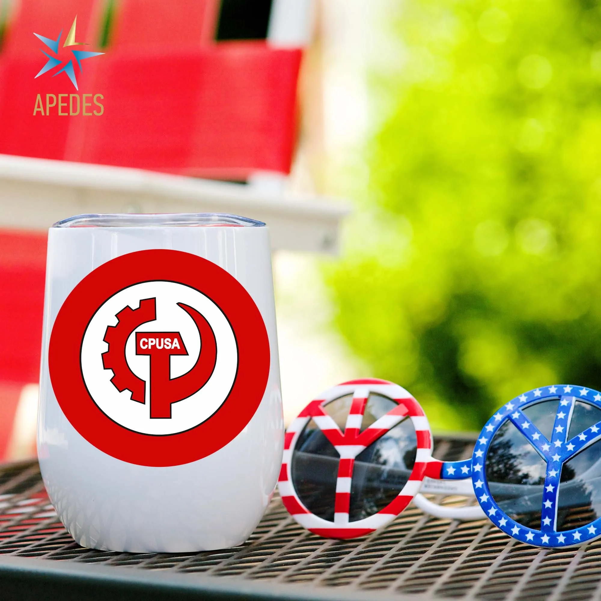 Communist Party USA CPUSA Stainless Steel Stemless Wine Cup 12 OZ