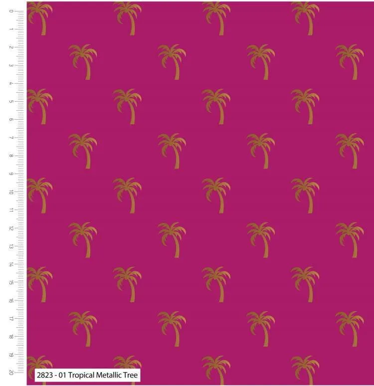 Craft Cotton Co - Tropical Metallics - Palm Trees
