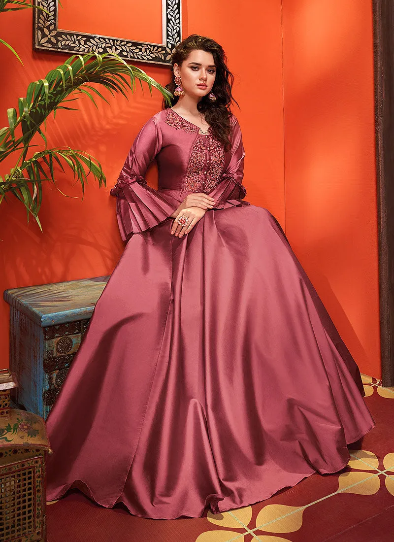 Crimson Red Designer Silk Gown