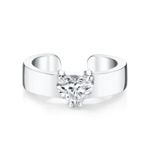 Diamond Heart Ear Cuff in White Gold