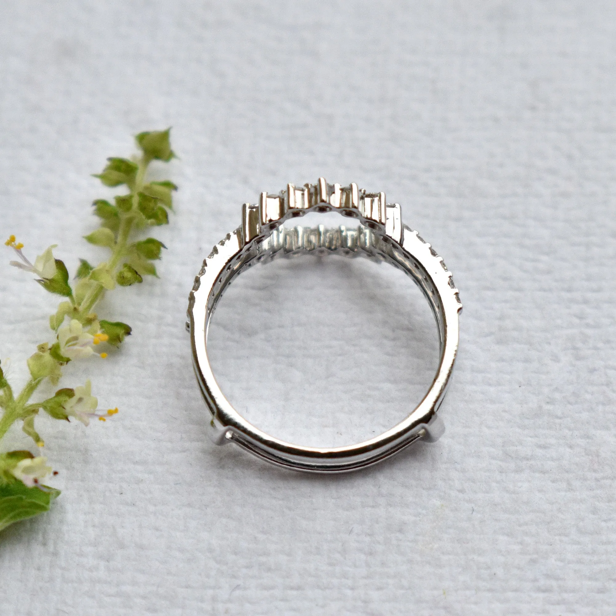 Diamond Ring Guard for Round Solitaire Ring with Studded Band