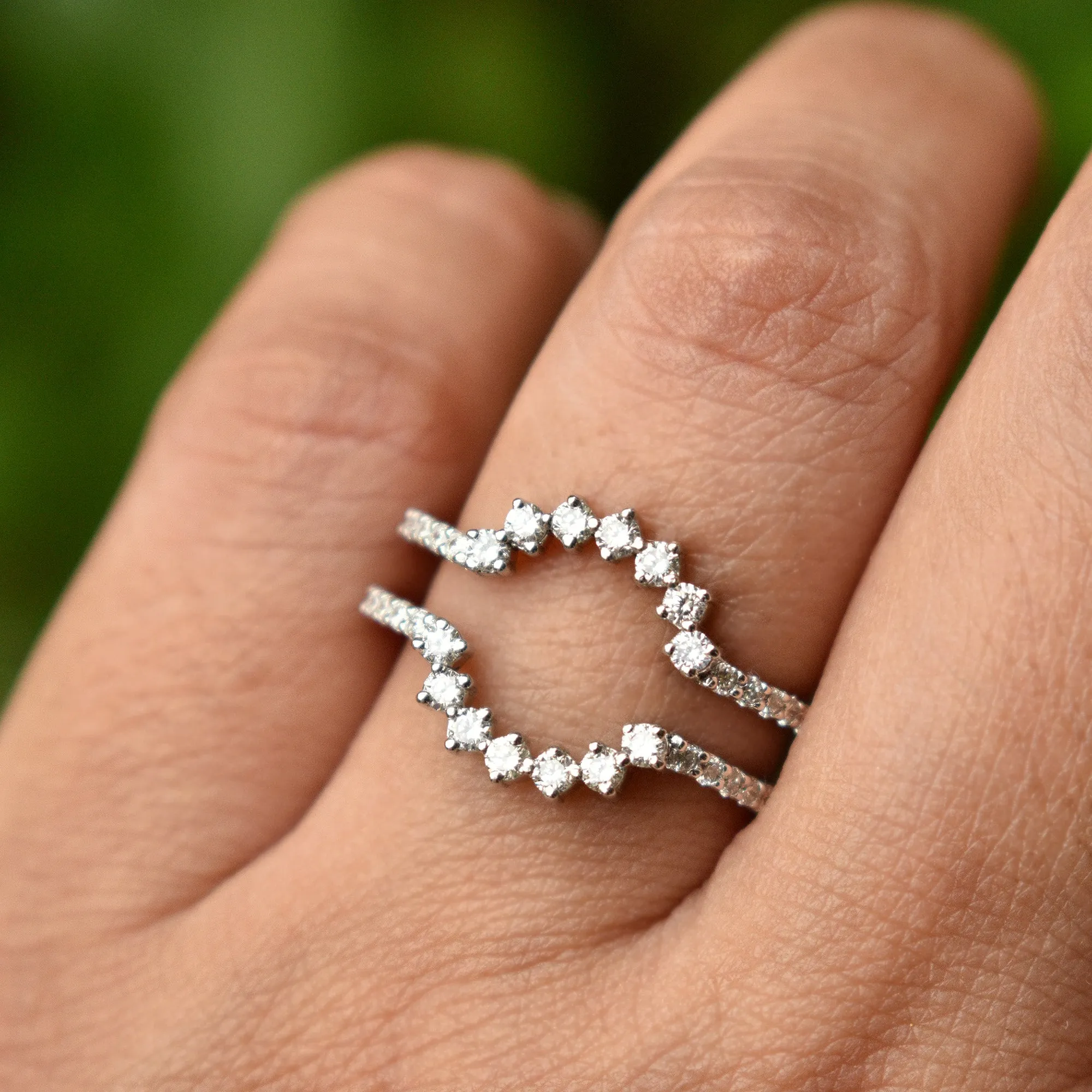 Diamond Ring Guard for Round Solitaire Ring with Studded Band