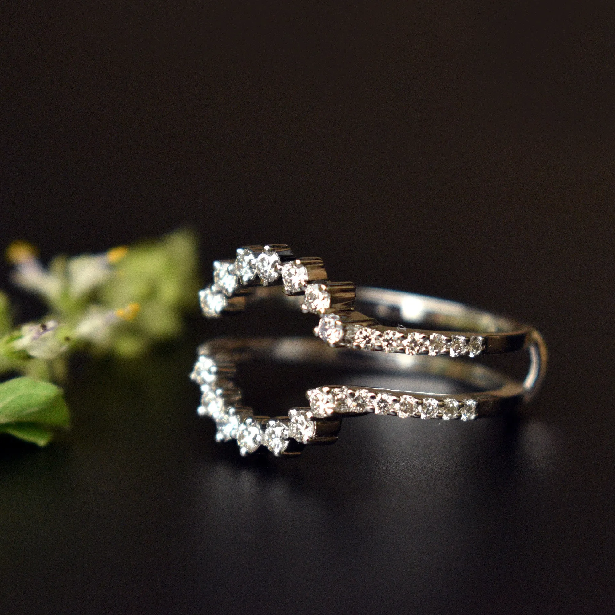 Diamond Ring Guard for Round Solitaire Ring with Studded Band