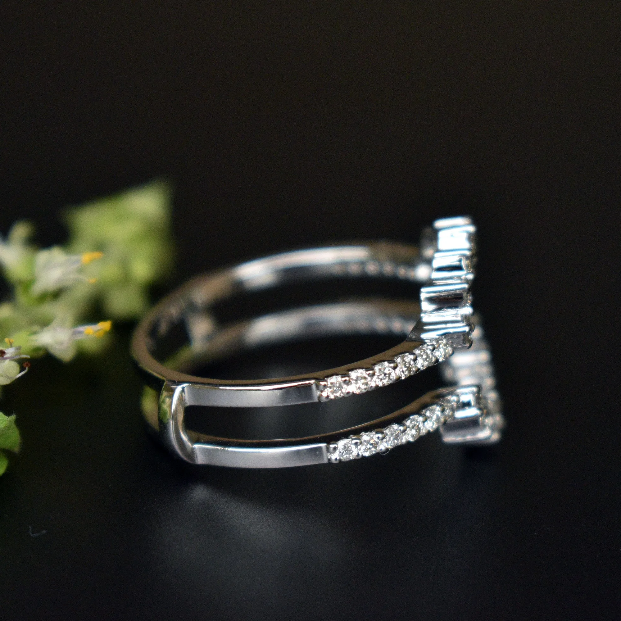Diamond Ring Guard for Round Solitaire Ring with Studded Band