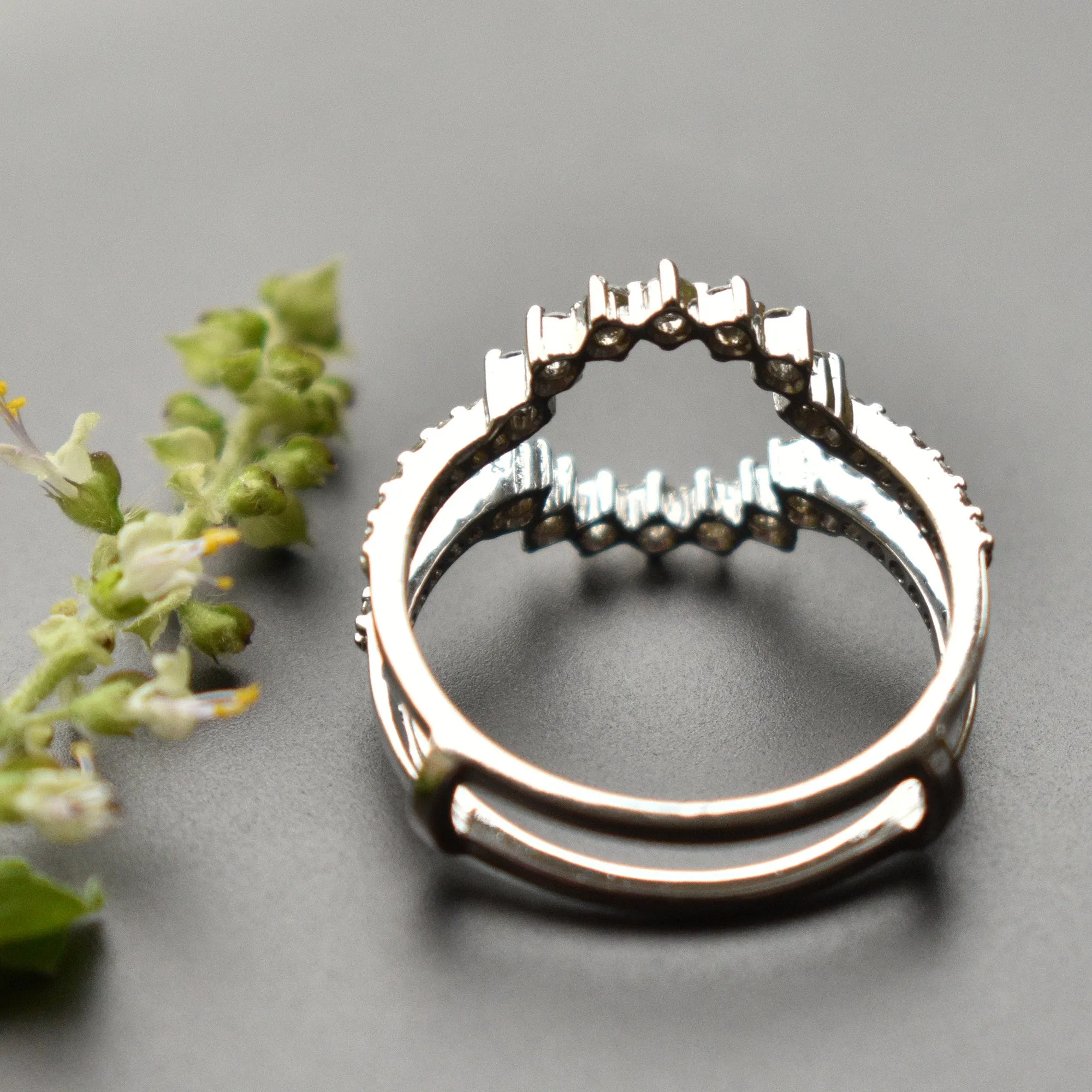Diamond Ring Guard for Round Solitaire Ring with Studded Band