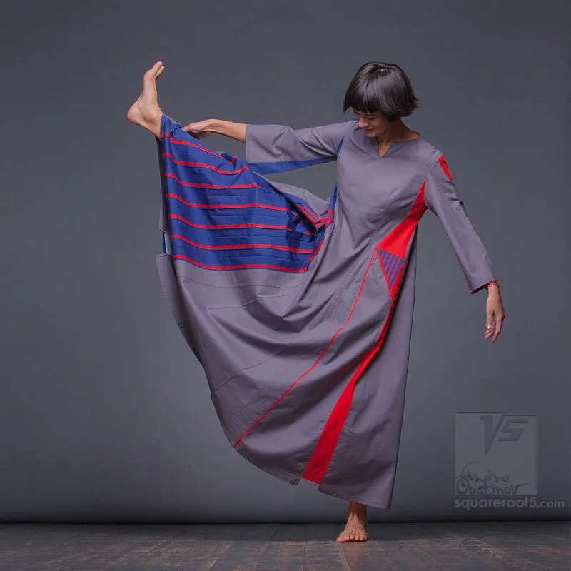Dress "Revolution" model "LRB" Long sleeve Red-Blue