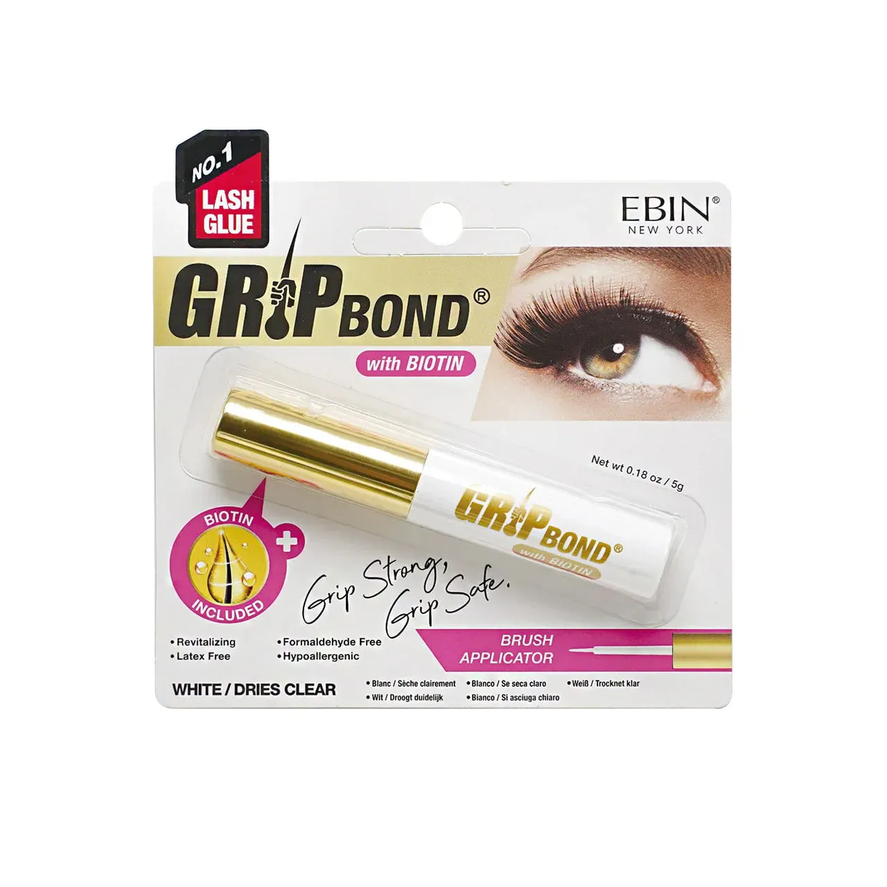 Ebin New York Grip Bond Lash Adhesive with Biotin Brush Applicator