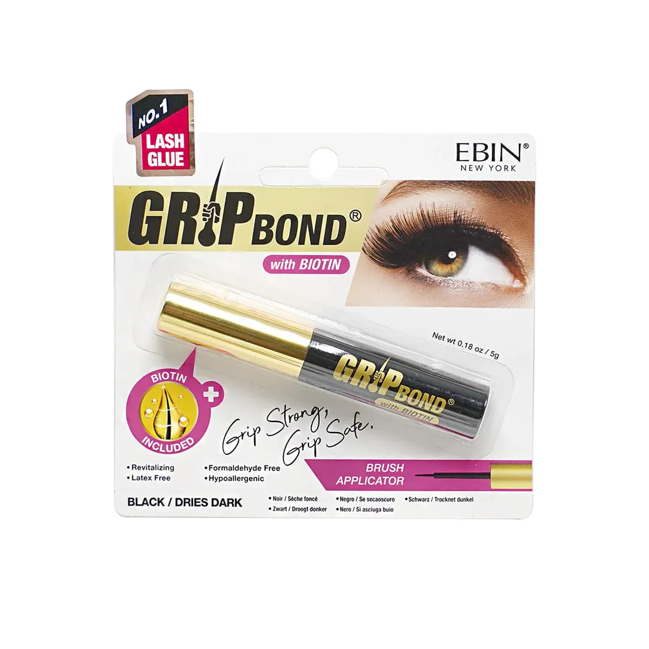 Ebin New York Grip Bond Lash Adhesive with Biotin Brush Applicator
