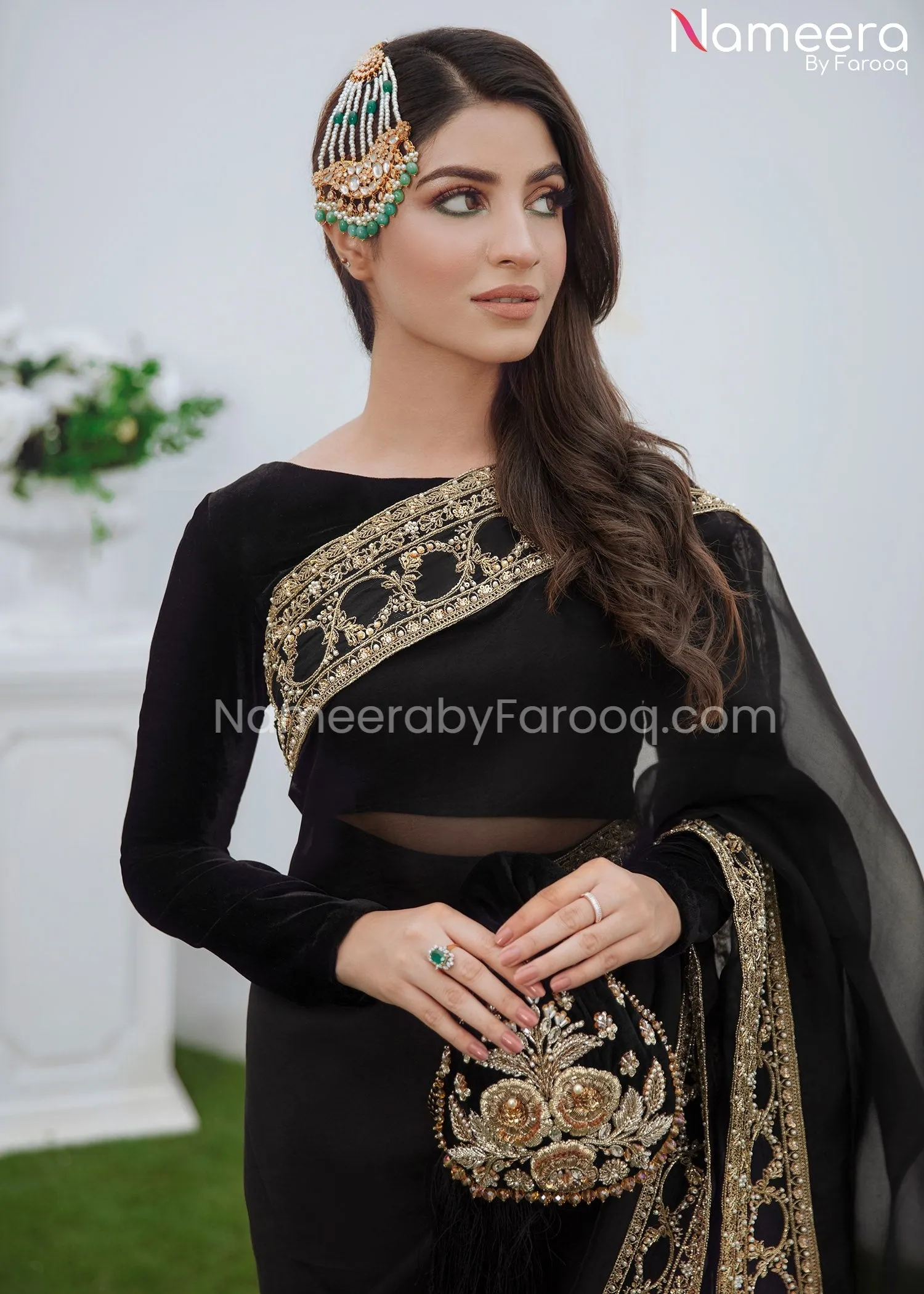 Elegant Black Saree Pakistani Wedding Dress #PS623