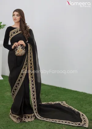 Elegant Black Saree Pakistani Wedding Dress #PS623