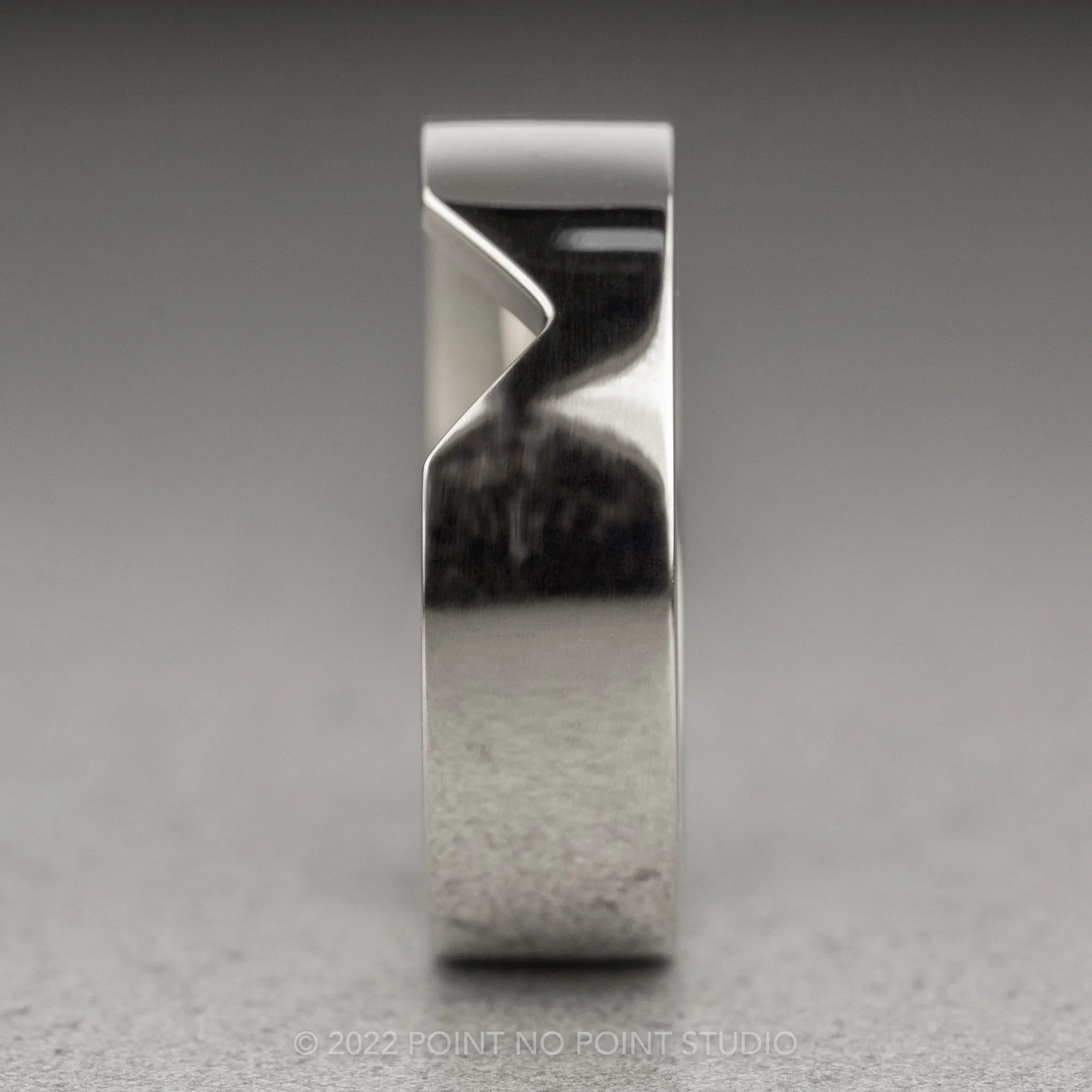 Ellipse Setting, 6mm 14k White Gold Wedding Band, Polished Finish