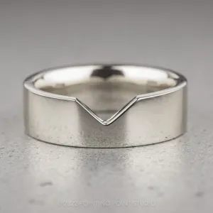 Ellipse Setting, 6mm 14k White Gold Wedding Band, Polished Finish