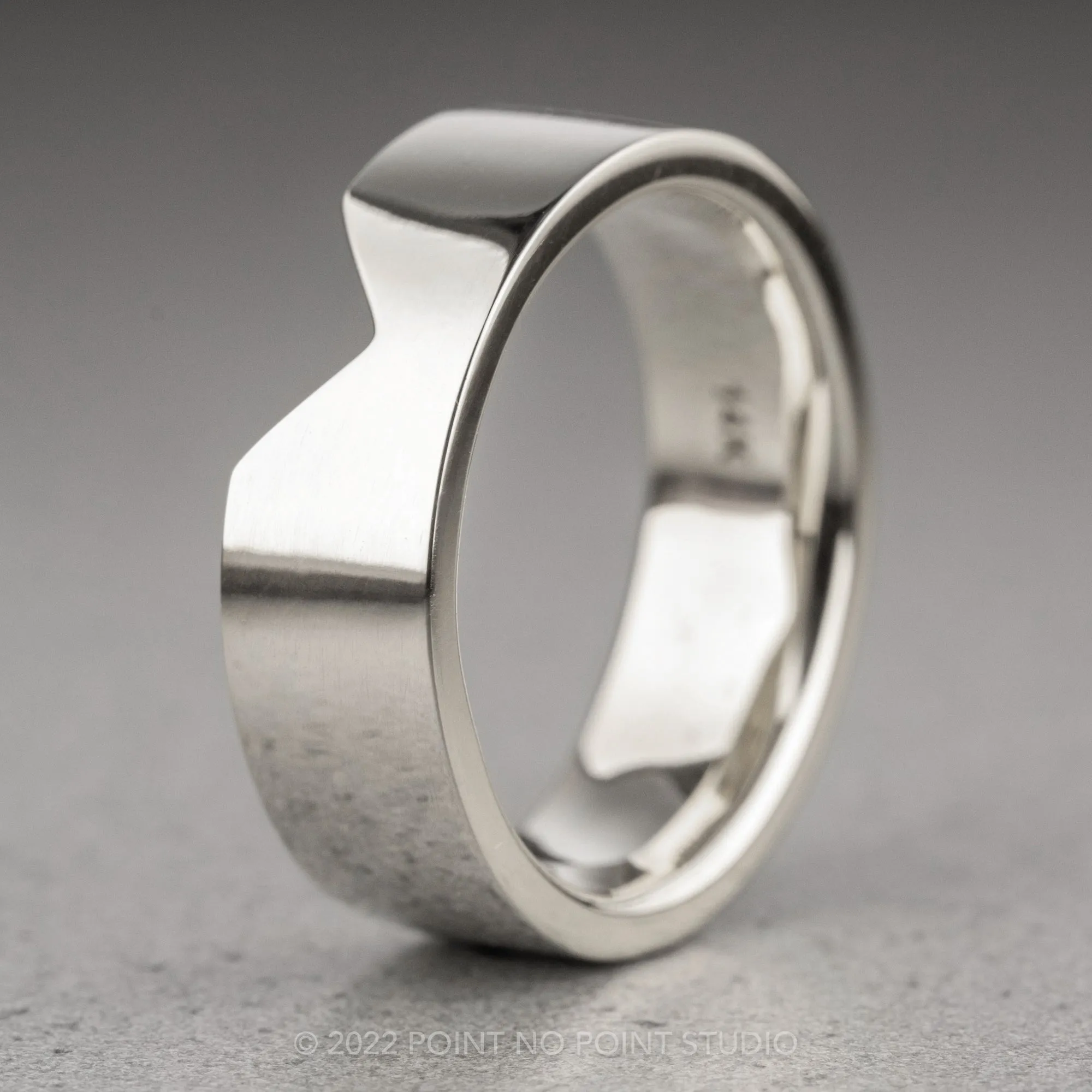 Ellipse Setting, 6mm Platinum Wedding Band, Polished Finish