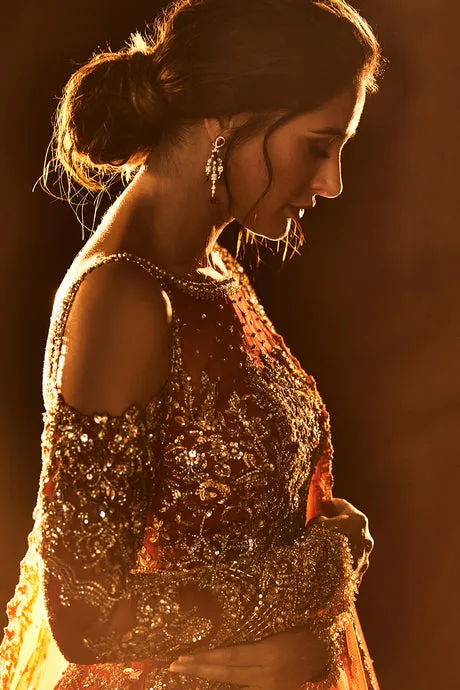 Embellished Bridal Wedding Dress in Lehenga Choli Style