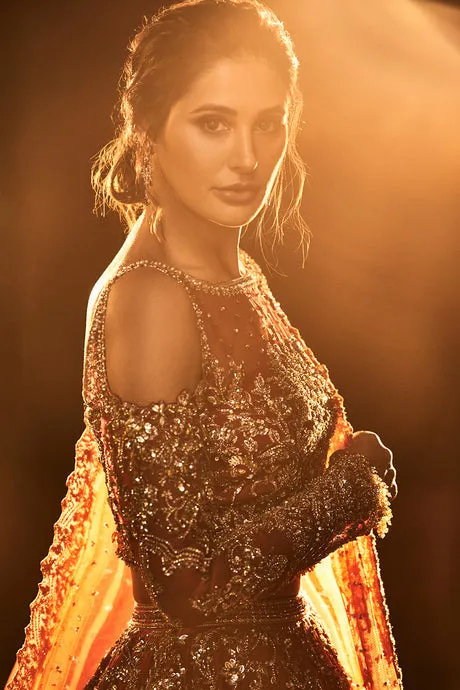 Embellished Bridal Wedding Dress in Lehenga Choli Style