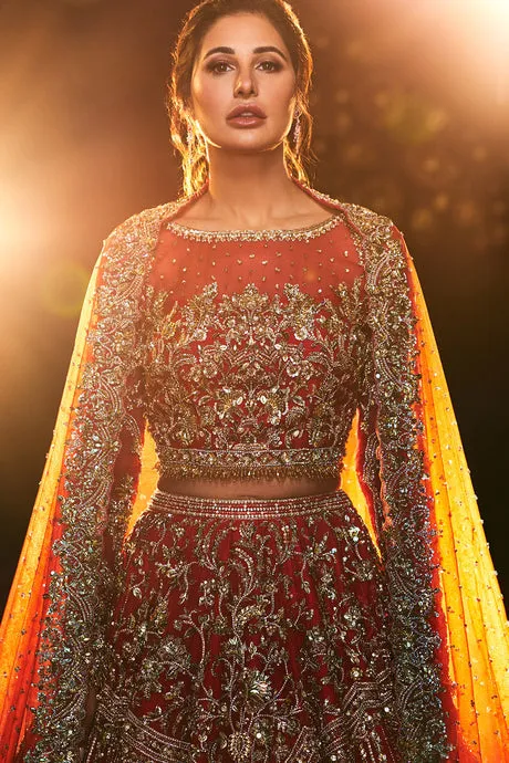 Embellished Bridal Wedding Dress in Lehenga Choli Style