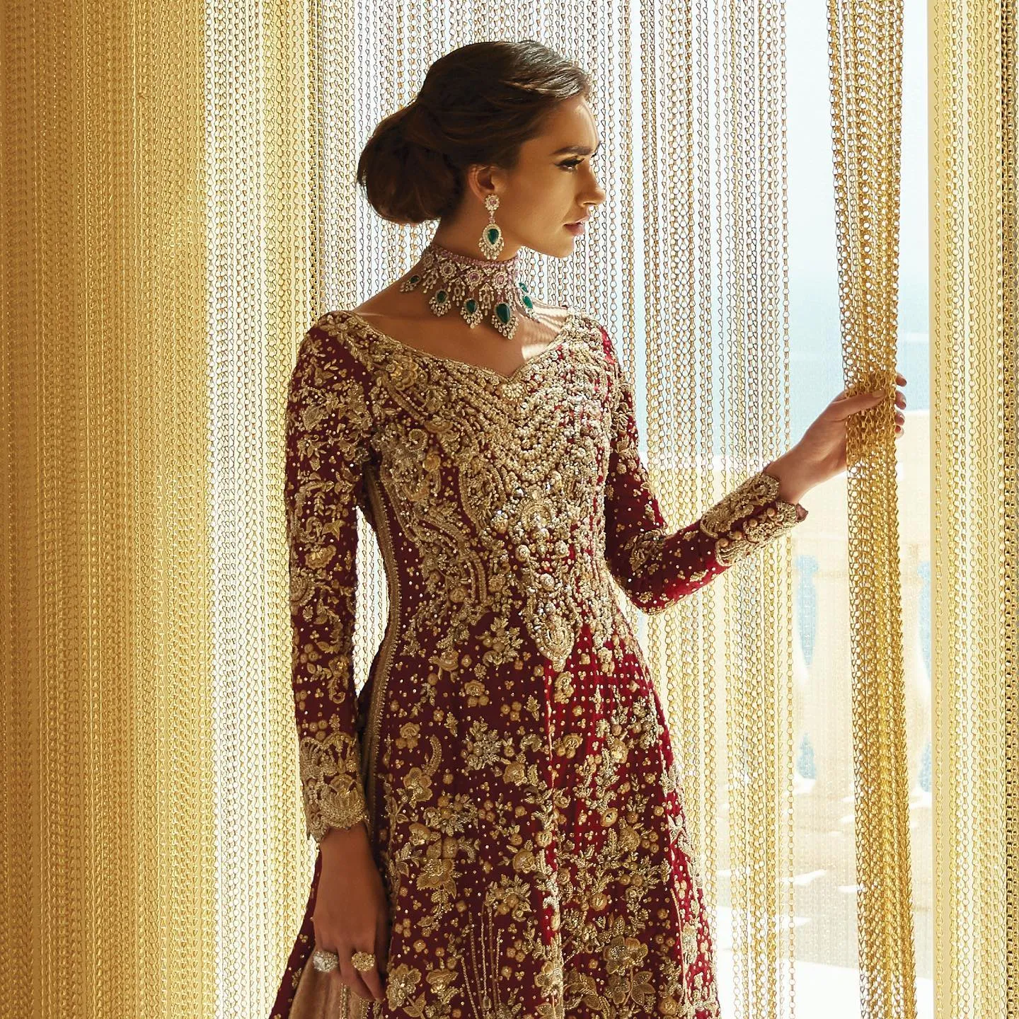 Embellished Red Bridal Lehnga with Long Kameez #BN1145