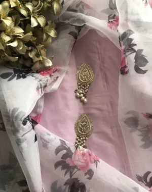 Fancy Floral Organza Dupatta Salwar Suit