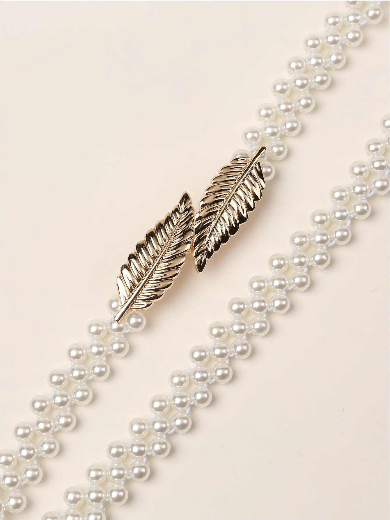 Faux Pearl Beaded Belt - White- FD ⚡