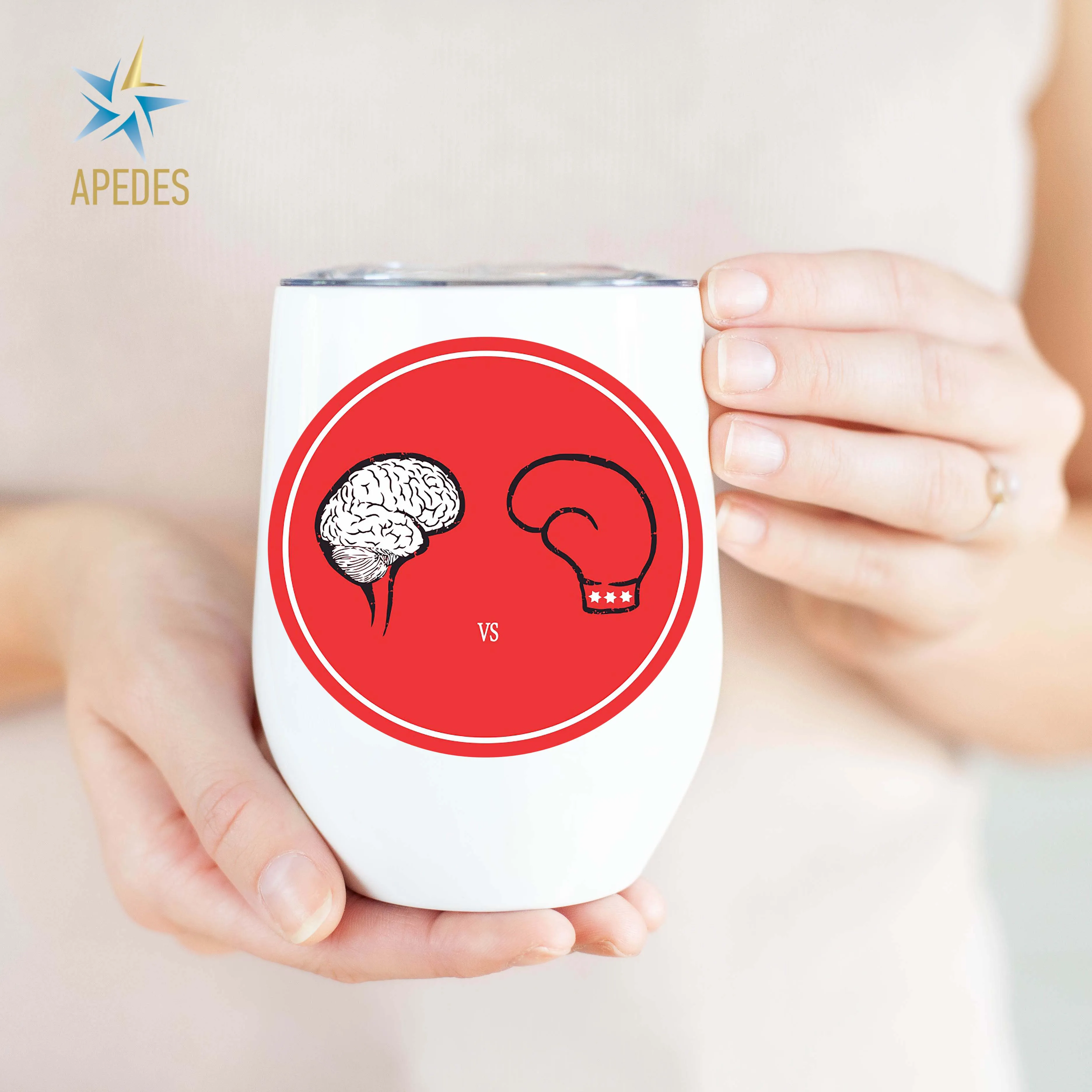 Fist Against Brain Stainless Steel Stemless Wine Cup 12 OZ